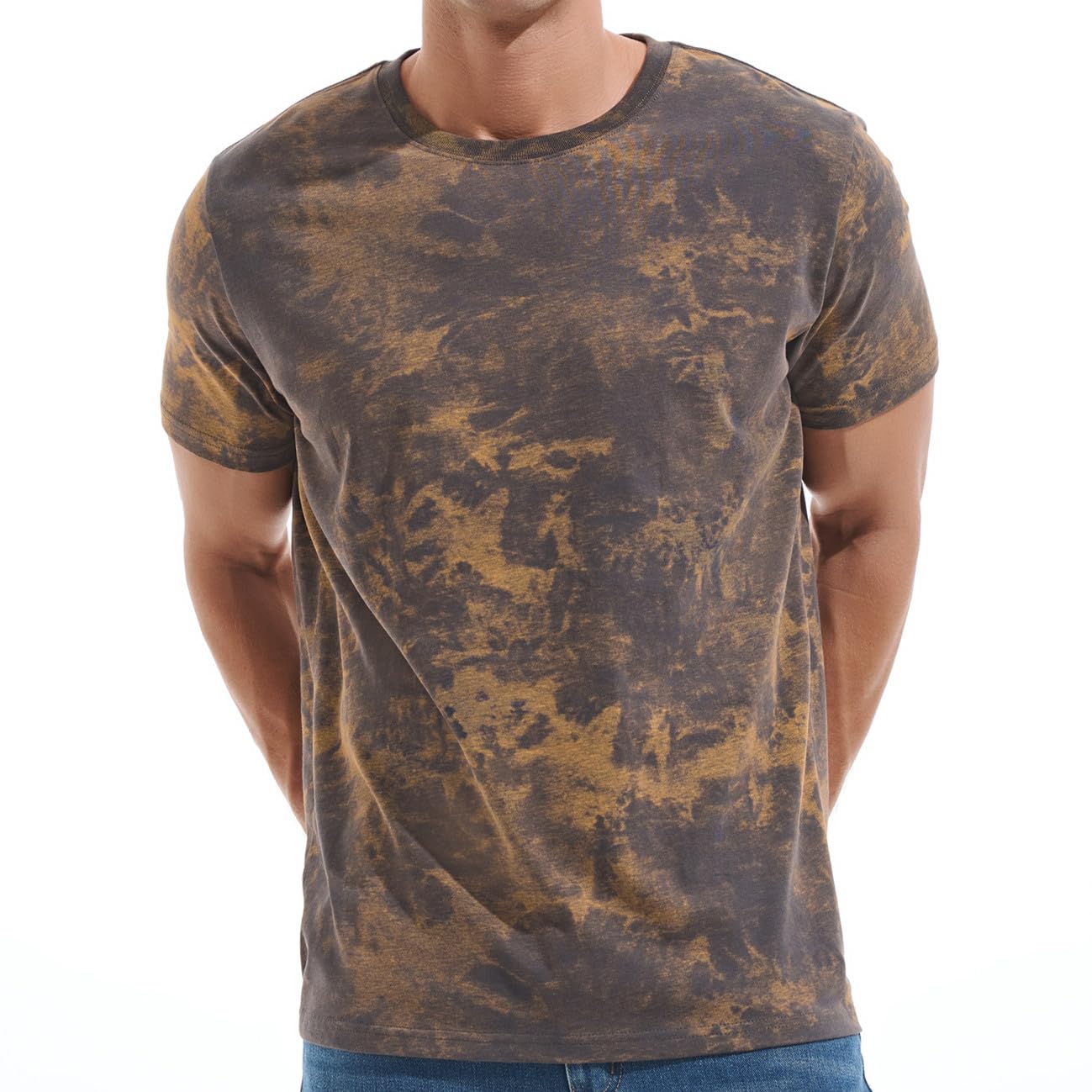 KLIEGOU Men's Crew Neck Hipster T-Shirt — Slim-Fit Casual Printed Tee, Soft Breathable Cotton